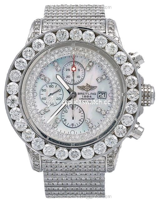 Breitling White Super Avenger A13370 53mm Diamond Dial with Gold Watch Breitling White Super Avenger A13370 53mm Diamond Dial with Gold Watch