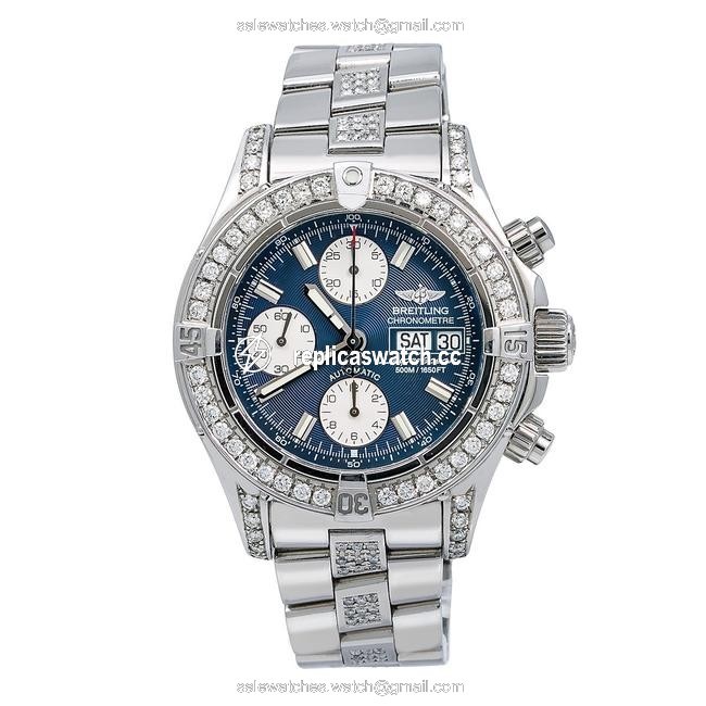 Breitling Blue Superocean Chronograph Ii A13340 42mm Dial with 4.00 Ct Watch Breitling Blue Superocean Chronograph Ii A13340 42mm Dial with 4.00 Ct Watch