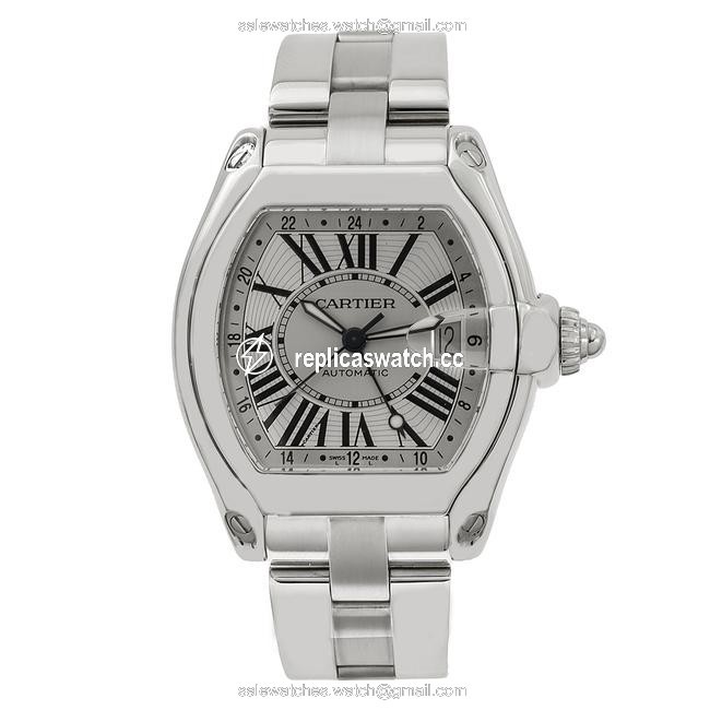 Cartier Stainless Steel with Silver Dial Roman Roadster W62032x6 43mm Numerals Watch Cartier Stainless Steel with Silver Dial Roman Roadster W62032x6 43mm Numerals Watch