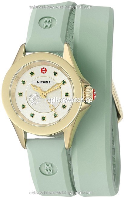 Michele Green/ Gold Tone Womens Cape Mini Double Wrap Mww27b000002 Watch Michele Green/ Gold Tone Womens Cape Mini Double Wrap Mww27b000002 Watch