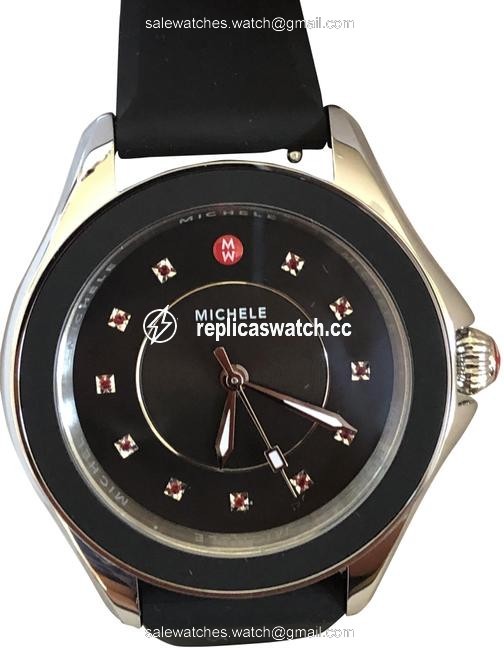 Michele Black Black/Silver Cape Topaz Mww27a000006 Watch Michele Black Black/Silver Cape Topaz Mww27a000006 Watch