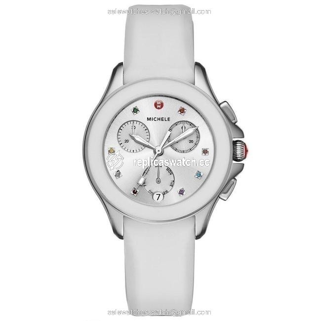 Michele White Flash-sale Silver/White Cape Chronograph Mww27c000001 Watch Michele White Flash-sale Silver/White Cape Chronograph Mww27c000001 Watch