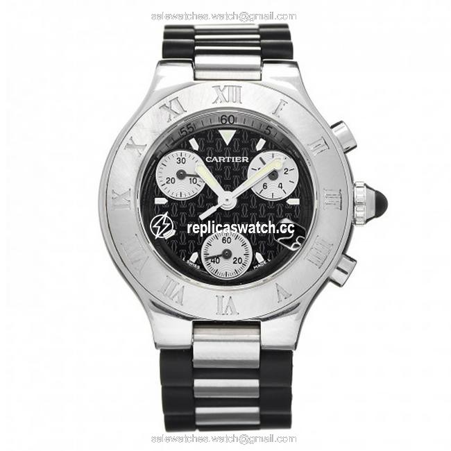 Cartier Stainless Steel 2424 Chronoscaph 36mm Date Quartz Watch Cartier Stainless Steel 2424 Chronoscaph 36mm Date Quartz Watch