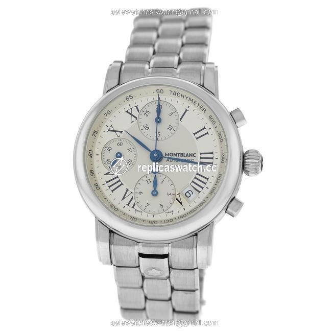 Montblanc Silver Meisterstuck 7016 Chronograph 38mm Stainless Steel Watch Montblanc Silver Meisterstuck 7016 Chronograph 38mm Stainless Steel Watch