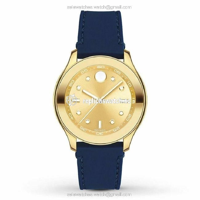 Movado Gold/Blue 3600413 Womens Silicone Watch Movado Gold/Blue 3600413 Womens Silicone Watch