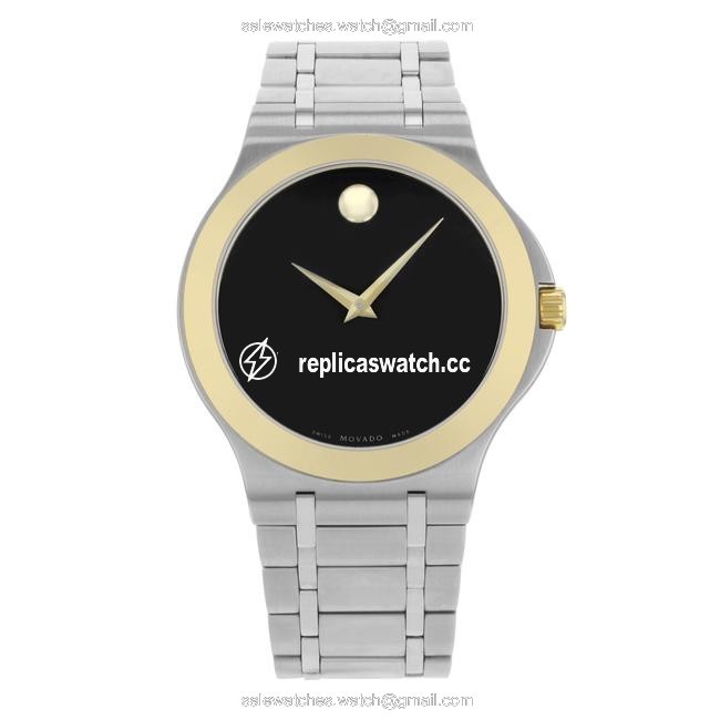 Movado Silver and Gold Black Dial Two Tone Watch Movado Silver and Gold Black Dial Two Tone Watch
