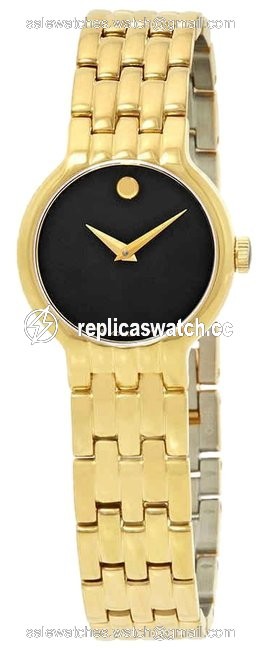 Movado Black Gold Tone Vetur Dot Stainless Steel Quartz Round Ladies Watch Movado Black Gold Tone Vetur Dot Stainless Steel Quartz Round Ladies Watch