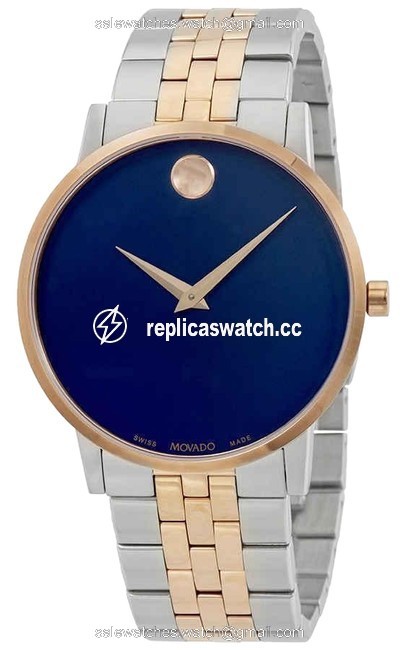 Movado Blue Two Tone Museum Classic Index H.marker Gold S.steel Quartz Round Mens Watch Movado Blue Two Tone Museum Classic Index H.marker Gold S.steel Quartz Round Mens Watch