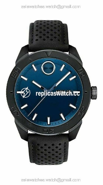 Movado Black 3600495 Leather Mens Watch Movado Black 3600495 Leather Mens Watch