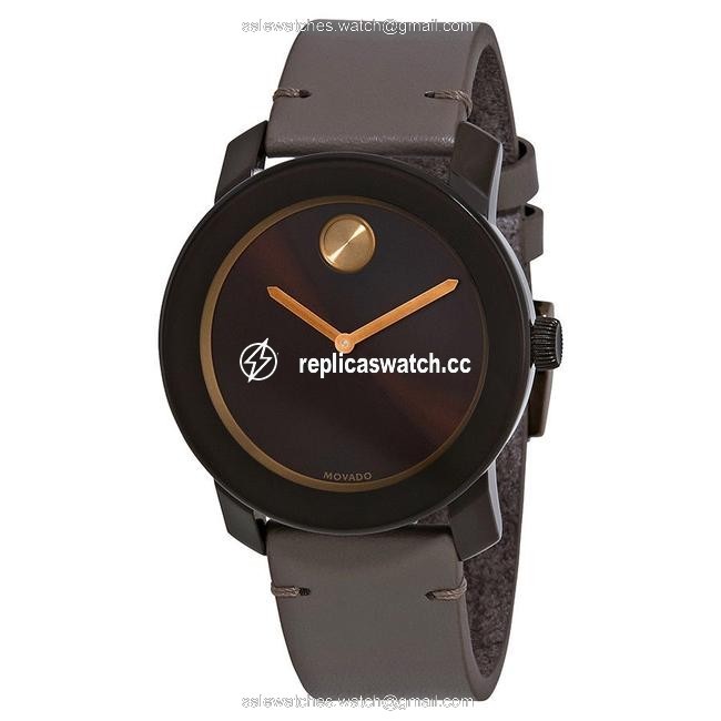 Movado Grey Brown Bold Sunray Dial Leather Mens Watch Movado Grey Brown Bold Sunray Dial Leather Mens Watch