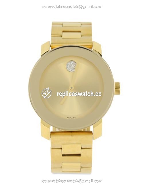 Movado Gold Stainless Crystal Dot Midsize 3600104 Watch Movado Gold Stainless Crystal Dot Midsize 3600104 Watch