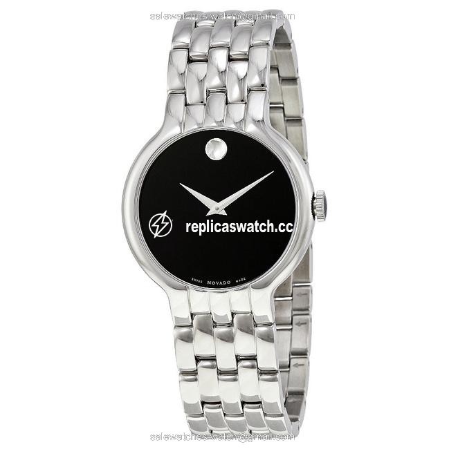 Movado Black Classic Dial Stainless Steel Mens Watch Movado Black Classic Dial Stainless Steel Mens Watch