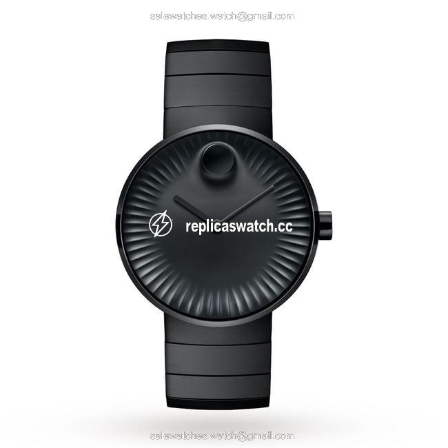 Movado Concave Sandblasted Black Aluminum Black Edge Dot Apear Stainless Steel Quartz Round Mens Watch Movado Concave Sandblasted Black Aluminum Black Edge Dot Apear Stainless Steel Quartz Round Mens Watch