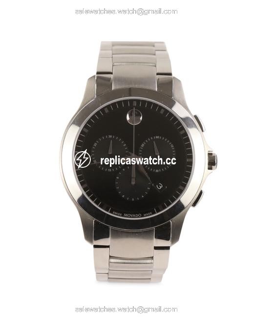 Movado Silver Masino Stainless Steel Black Dial Chronograph Watch Movado Silver Masino Stainless Steel Black Dial Chronograph Watch