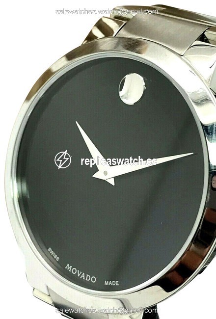 Movado Silver & Black Museum 0607119 Swiss Dial Tone S. Steel Mens Watch Movado Silver & Black Museum 0607119 Swiss Dial Tone S. Steel Mens Watch