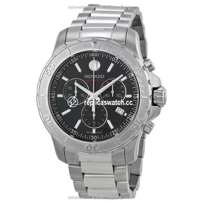 Movado Black Silver-tone Series 800 Dial Chronograph Mens Watch Movado Black Silver-tone Series 800 Dial Chronograph Mens Watch