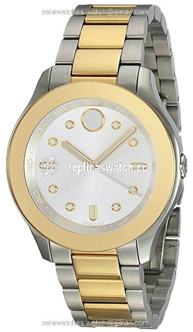 Movado Silver Two Tone Bold Diot Marker Gold Stainless Steel Quartz Round Ladies Watch Movado Silver Two Tone Bold Diot Marker Gold Stainless Steel Quartz Round Ladies Watch