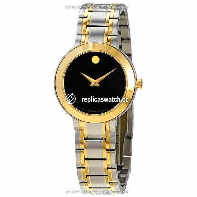 Movado Silver/Gold/Two Tone 0607281 Stiri Black Quartz Watch Movado Silver/Gold/Two Tone 0607281 Stiri Black Quartz Watch