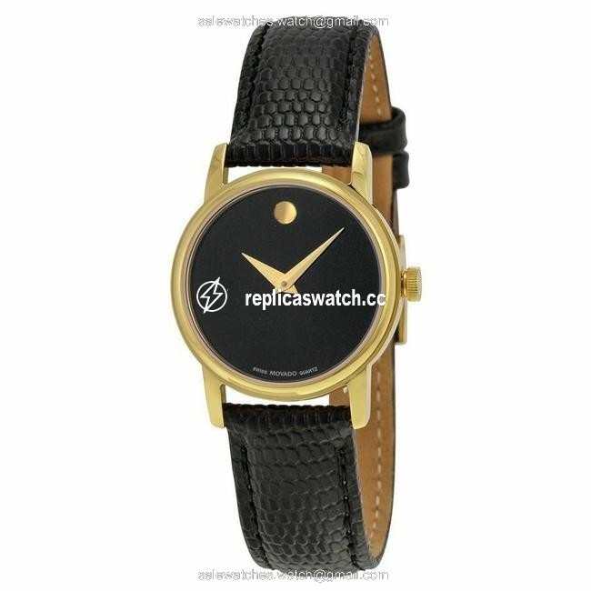 Movado Black/Gold 2100006 Womens Leather Watch Movado Black/Gold 2100006 Womens Leather Watch