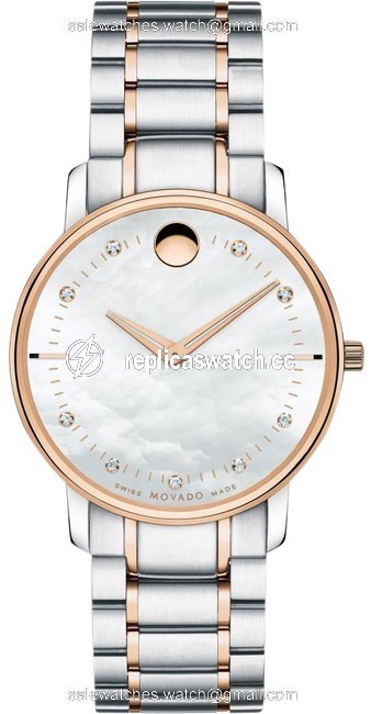 Movado Rose Gold Silver Womens Swiss Diamond Accent Tc Two Tone Stainless Steel 0606692 Watch Movado Rose Gold Silver Womens Swiss Diamond Accent Tc Two Tone Stainless Steel 0606692 Watch