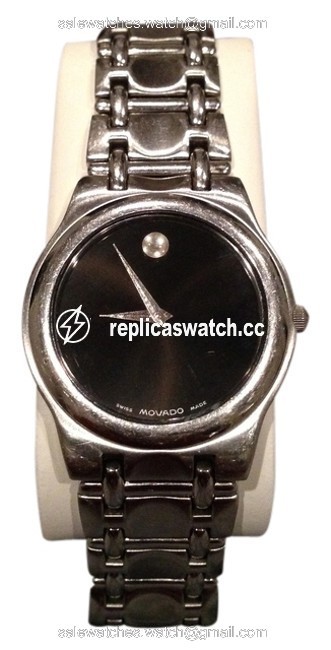 Movado Stainless Steel Mens Black Museum Swiss Watch Movado Stainless Steel Mens Black Museum Swiss Watch