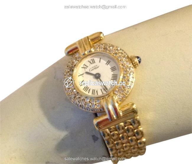 Cartier Gold Rivoli Must De Diamond Encrusted Watch Cartier Gold Rivoli Must De Diamond Encrusted Watch