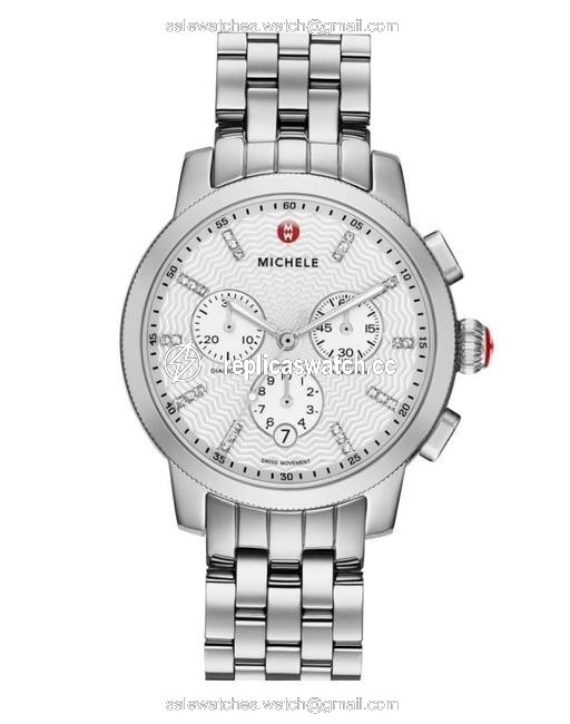 Michele Silver Uptown Diamond Chronograph Mww25a000001 Watch Michele Silver Uptown Diamond Chronograph Mww25a000001 Watch