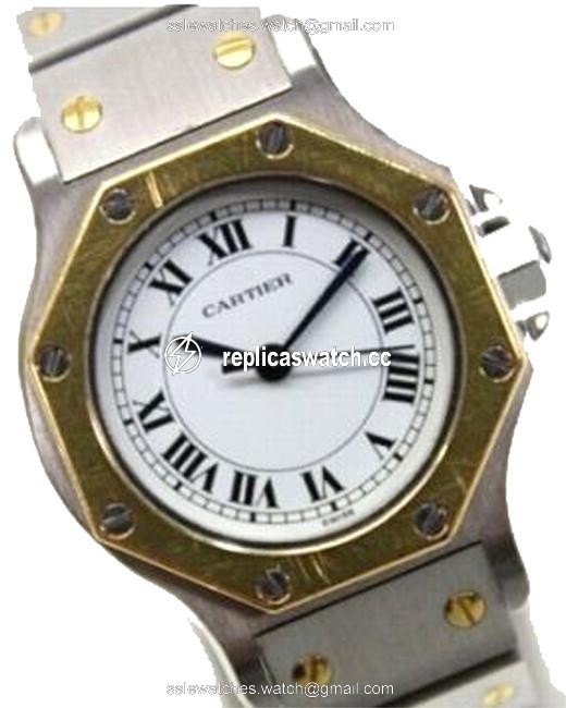 Cartier Santos Octagon Ladies Wristwatch Ss and Yg Watch Cartier Santos Octagon Ladies Wristwatch Ss and Yg Watch