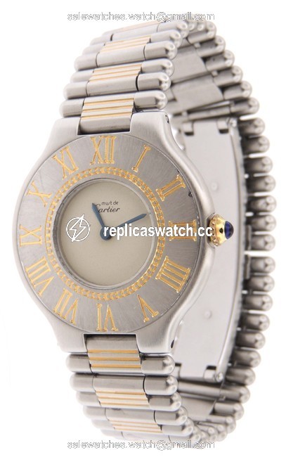 Cartier Silver Must 21 Bullet 18k Yellow Gold & Ss 31mm B&p Watch Cartier Silver Must 21 Bullet 18k Yellow Gold & Ss 31mm B&p Watch
