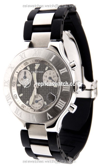 Cartier Black Box Must 21 Chronoscaph Ss 38mm Date 2424 Chronograph Watch Cartier Black Box Must 21 Chronoscaph Ss 38mm Date 2424 Chronograph Watch