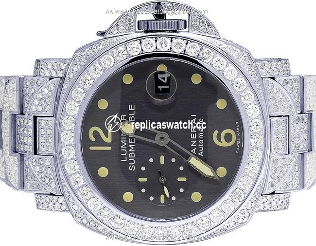 Panerai Mens Stainless Steel Luminor Submersible Pam24 44mm Diamond 21.0 Ct Watch Panerai Mens Stainless Steel Luminor Submersible Pam24 44mm Diamond 21.0 Ct Watch