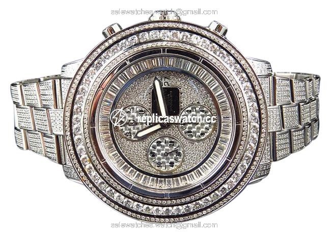 Breitling Stainless Steel Mens Custom A13370 53mm with Diamonds 23 Ct Watch Breitling Stainless Steel Mens Custom A13370 53mm with Diamonds 23 Ct Watch