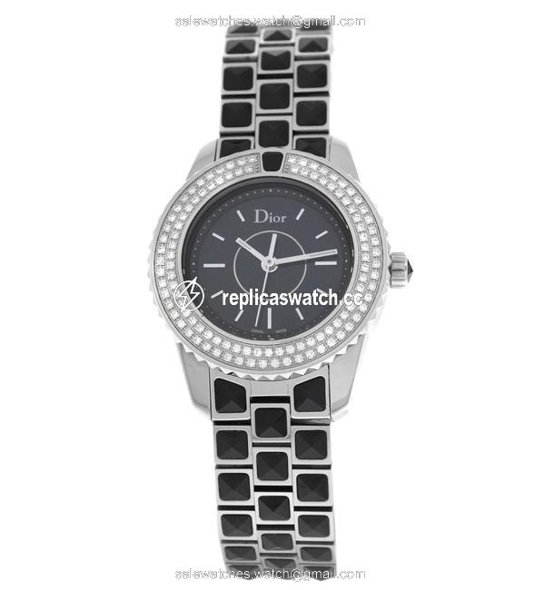 Dior Silver Black New Lady Christian Christal Cd112119a001 Diamond Mop Ss Quartz Watch Dior Silver Black New Lady Christian Christal Cd112119a001 Diamond Mop Ss Quartz Watch
