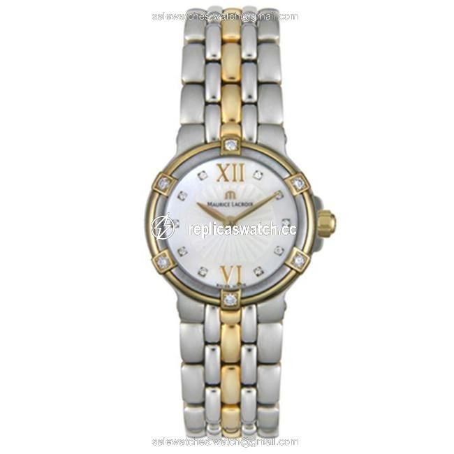 Maurice Lacroix Stainless Steel Gold New Lady Calypso Ca1102-dp505-170 Diamond Mop Watch Maurice Lacroix Stainless Steel Gold New Lady Calypso Ca1102-dp505-170 Diamond Mop Watch