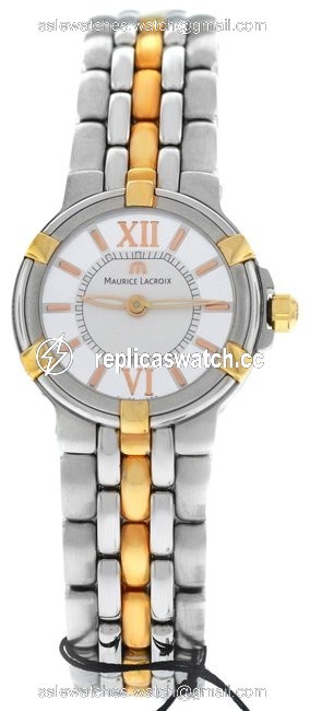 Maurice Lacroix Silver Gold New Lady Calypso Ca1102-ps105-110 Steel Watch Maurice Lacroix Silver Gold New Lady Calypso Ca1102-ps105-110 Steel Watch