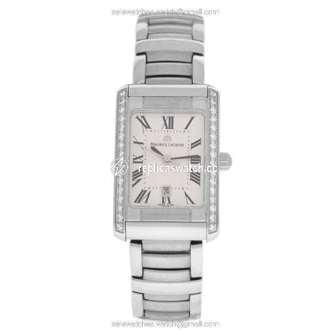 Maurice Lacroix Silver New Lady Miros Mi2023-sd532-11c Diamond Watch Maurice Lacroix Silver New Lady Miros Mi2023-sd532-11c Diamond Watch