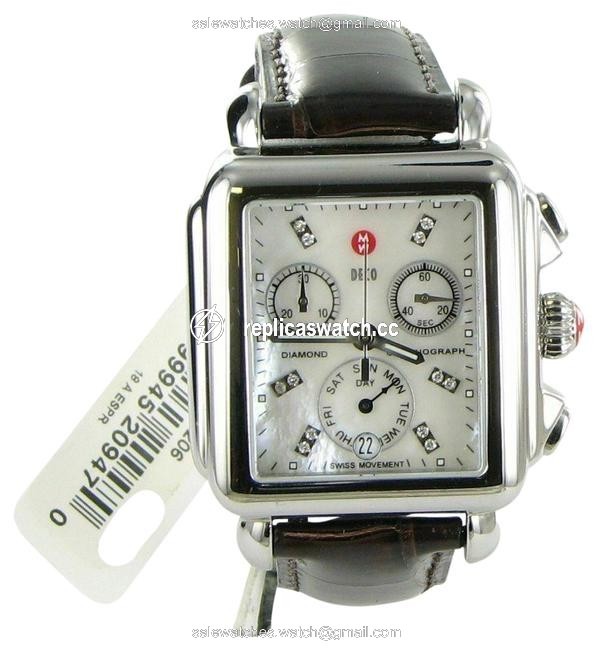 Michele Silver Deco Diamond Chronograph Alligator Strap Mop Dial Mw06p00a0046 Watch Michele Silver Deco Diamond Chronograph Alligator Strap Mop Dial Mw06p00a0046 Watch