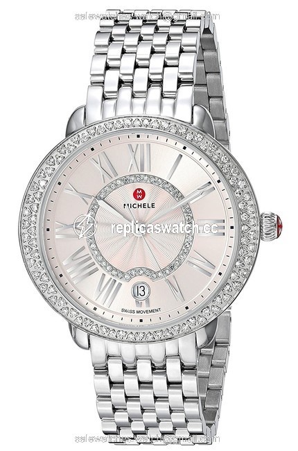 Michele Silver Serein Mid Stainless Blush Pink Diamond Mww21b000137 Watch Michele Silver Serein Mid Stainless Blush Pink Diamond Mww21b000137 Watch