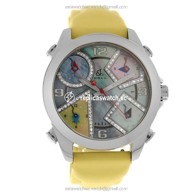 Jacob & Co. Silver Unisex Five 5 Time Zone Jcm-23da Diamond Steel 40mm Watch Jacob & Co. Silver Unisex Five 5 Time Zone Jcm-23da Diamond Steel 40mm Watch