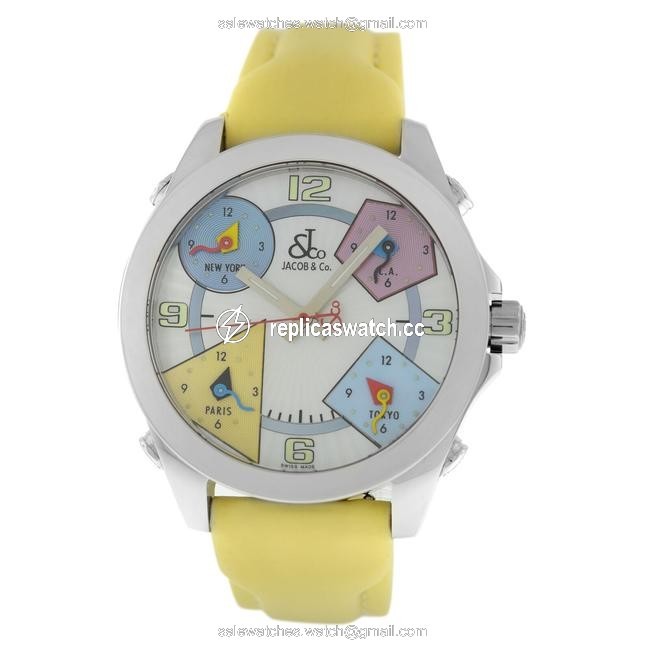Jacob & Co. Silver Unisex Five 5 Time Zone Jcm-24 Stainless Steel 40mm Watch Jacob & Co. Silver Unisex Five 5 Time Zone Jcm-24 Stainless Steel 40mm Watch