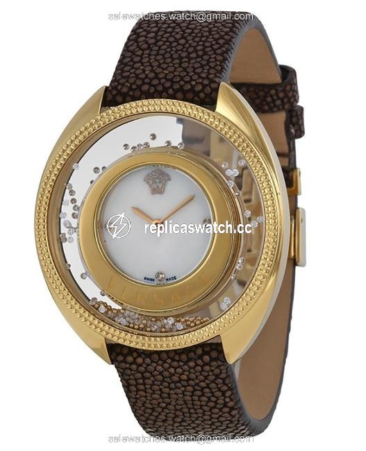 Versace Gold Tone Stainless Steel New Destiny Spirit 86q701md497 S497 Floating Spheres 38mm Watch Versace Gold Tone Stainless Steel New Destiny Spirit 86q701md497 S497 Floating Spheres 38mm Watch