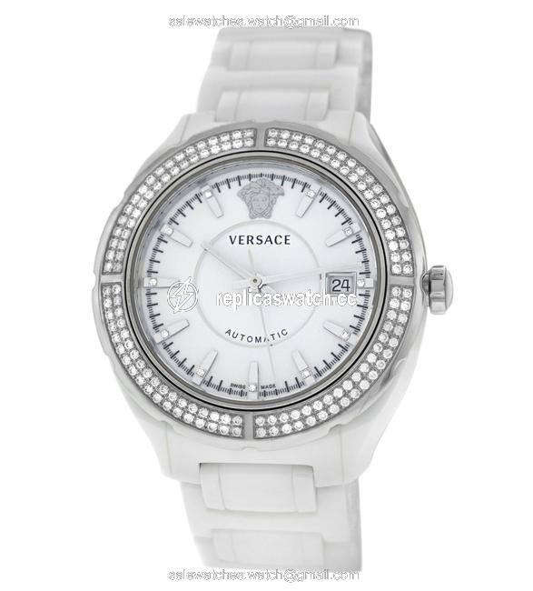 Versace Silver New Dv One 02acs11d001 Sc01 Ceramic 41mm Diamond Watch Versace Silver New Dv One 02acs11d001 Sc01 Ceramic 41mm Diamond Watch