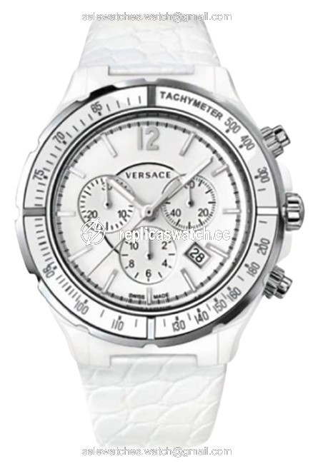 Versace Silver New Dv One 28ccs1d001 S001 Steel Ceramic Chrono 43mm Quartz Watch Versace Silver New Dv One 28ccs1d001 S001 Steel Ceramic Chrono 43mm Quartz Watch