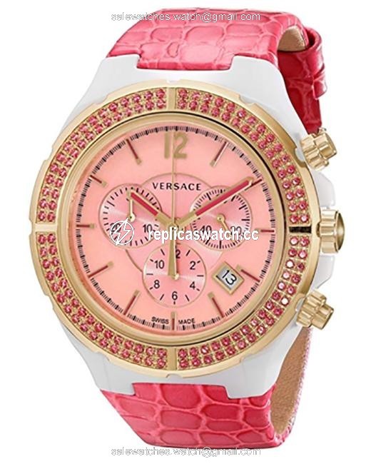 Versace Gold Tone Stainless Steel Ceramic New Dv One Cruise 28ccp15d111 S111 Rose Ip 43mm Watch Versace Gold Tone Stainless Steel Ceramic New Dv One Cruise 28ccp15d111 S111 Rose Ip 43mm Watch