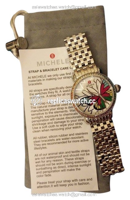 Michele Silver Limited Edition Garden Party Topaz & Diamond Butterfly Watch Michele Silver Limited Edition Garden Party Topaz & Diamond Butterfly Watch