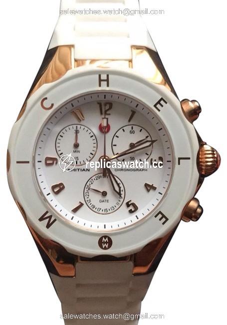 Michele White & Rose Gold Jelly Nwot-michele Tahitian Bean Watch-authentic Watch Michele White & Rose Gold Jelly Nwot-michele Tahitian Bean Watch-authentic Watch