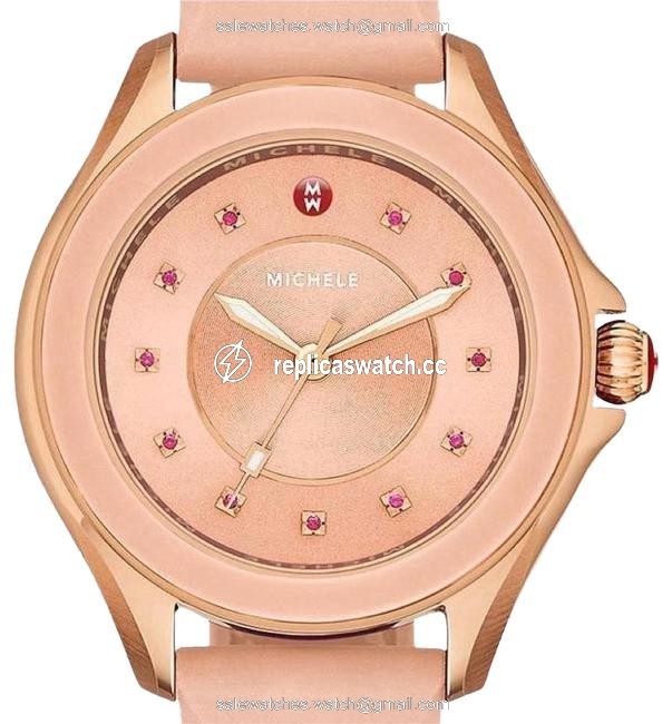 Michele Rose Gold Cape Topaz Dial Swappable Strap Watch Michele Rose Gold Cape Topaz Dial Swappable Strap Watch