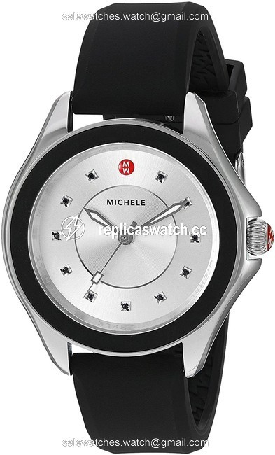 Michele Silver / Black Cape Topaz Dial Swappable Strap Watch Michele Silver / Black Cape Topaz Dial Swappable Strap Watch