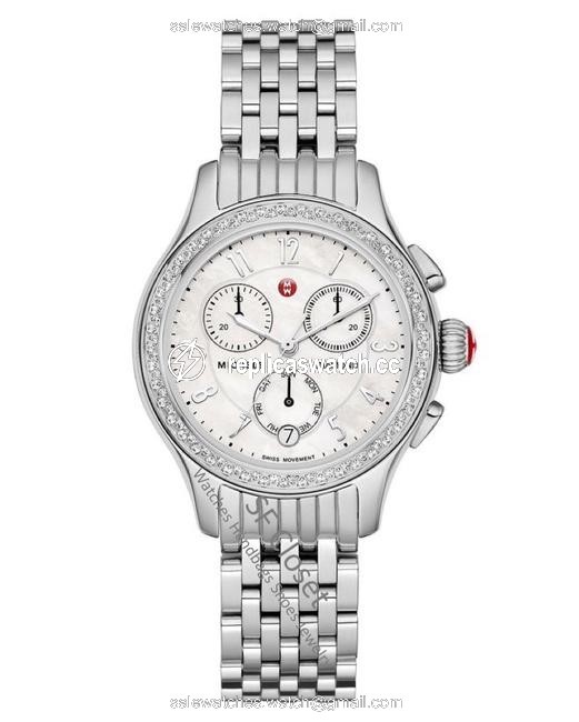 Michele Silver Extra 20%off Jetway Diamond Mother Of Pearl Dial Chronograph Watch Michele Silver Extra 20%off Jetway Diamond Mother Of Pearl Dial Chronograph Watch