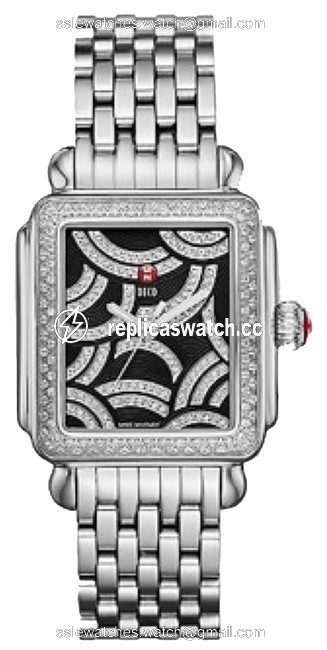Michele Silver/Black Art Deco Diamond (252 Diamonds 0.96ct) Watch Michele Silver/Black Art Deco Diamond (252 Diamonds 0.96ct) Watch
